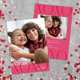 Tarjeta Festiva El día de San Valentín fotográfico rosa moderno XO