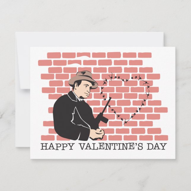 Tarjeta Festiva El día de San Valentín Gangster (Anverso)
