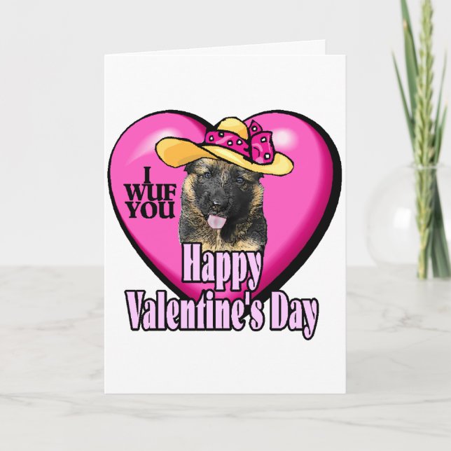 Tarjeta Festiva El día de San Valentín German Shepherd (Anverso)