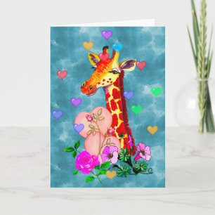 Tarjeta Festiva el día de San Valentín Giraffe