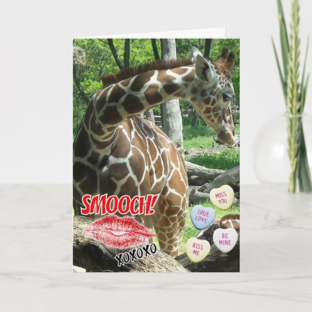 Tarjeta Festiva El día de San Valentín Giraffe (Anverso)