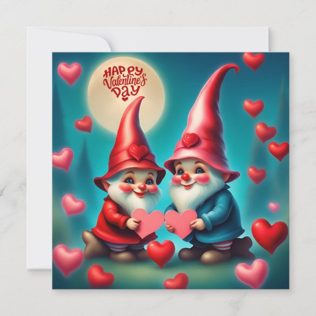 Tarjeta Festiva El día de San Valentín Gnomes (Anverso)