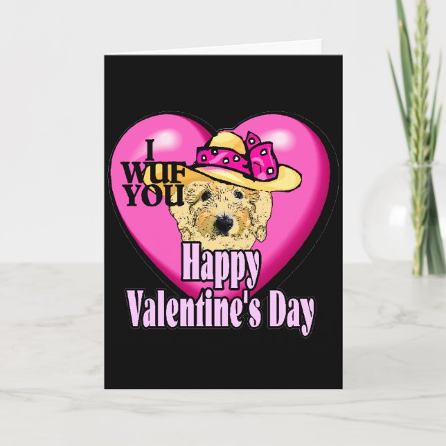 Tarjeta Festiva El día de San Valentín Goldendoodle (Anverso)