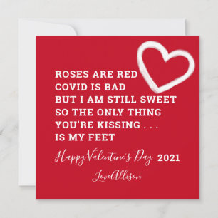 Tarjeta Festiva El Día de San Valentín gracioso 2021 Covid Poem
