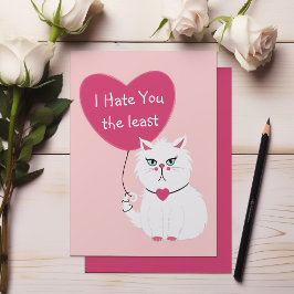 Tarjeta Festiva El día de San Valentín gracioso de gato blanco sar