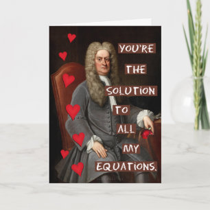 Tarjeta Festiva El día de San Valentín gracioso Newton Geek Math L