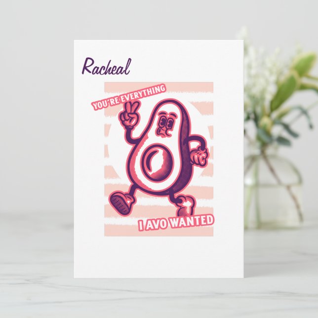 Tarjeta Festiva El día de San Valentín gracioso para aguacate love (Anverso de pie)