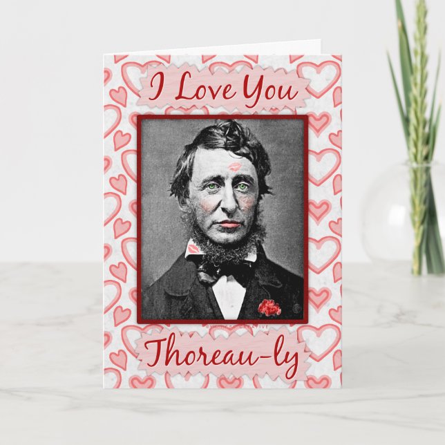 Tarjeta Festiva El día de San Valentín gracioso Thoreau Bookworm N (Anverso)
