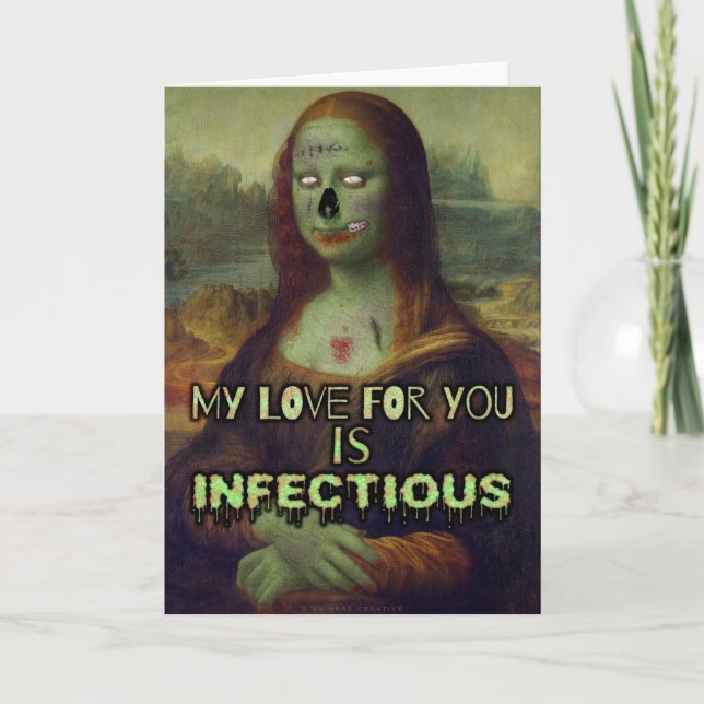 Tarjeta Festiva El día de San Valentín gracioso Zombie Mona Lisa A (Anverso)