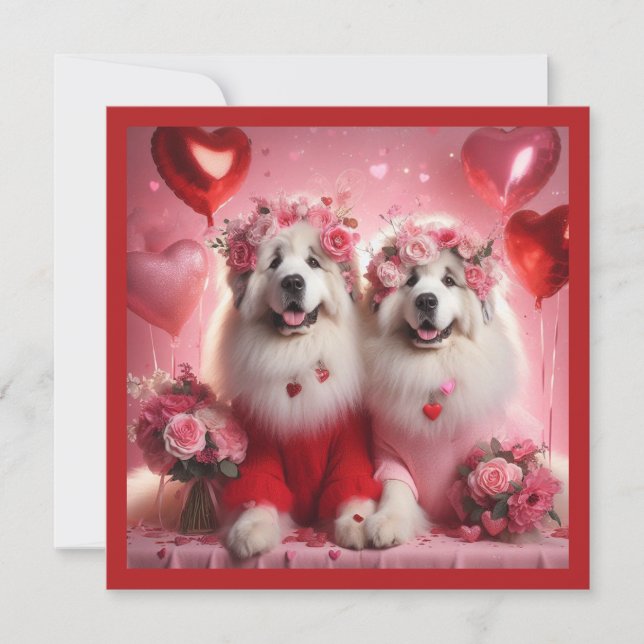 Tarjeta Festiva El día de San Valentín Gran Pareja de los Pirineos (Anverso)