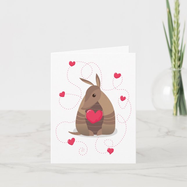 Tarjeta Festiva El día de San Valentín Heart Texas Armadillo (Anverso)