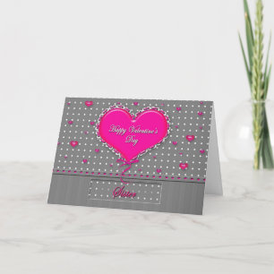 Tarjeta Festiva El día de San Valentín - hermana - gris/rosa/lunar
