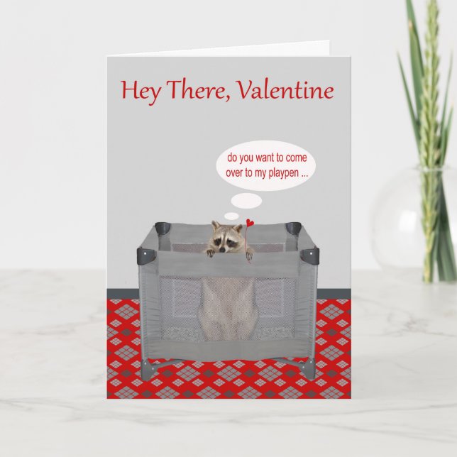Tarjeta Festiva El día de San Valentín, humor adulto, romance, (Anverso)