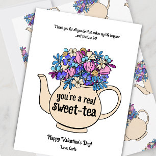 Tarjeta Festiva El día de San Valentín ilustrado de té dulce