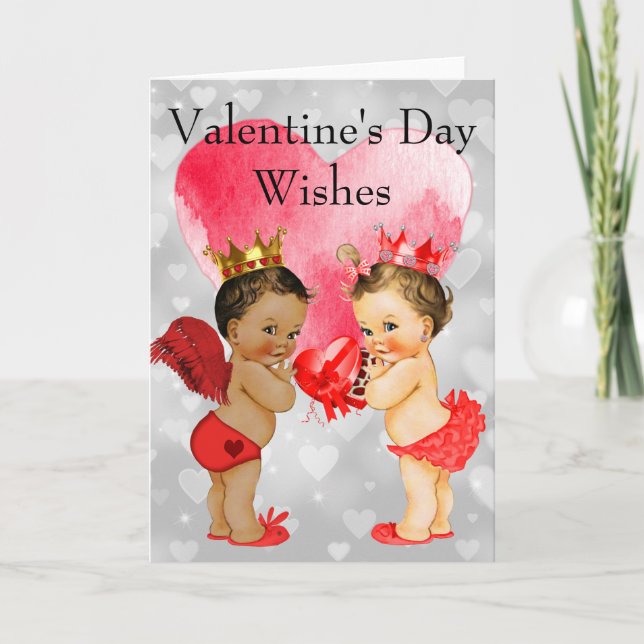 Tarjeta Festiva El día de San Valentín infantil afroamericano vint (Anverso)