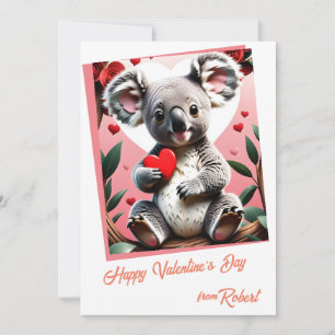 Tarjeta Festiva El día de San Valentín infantil Cute koala