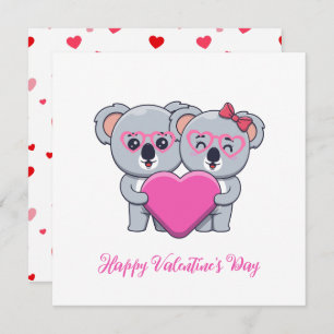 Tarjeta Festiva El día de San Valentín Infantil Cute Koala