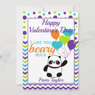 Tarjeta Festiva El día de San Valentín Kids Panda