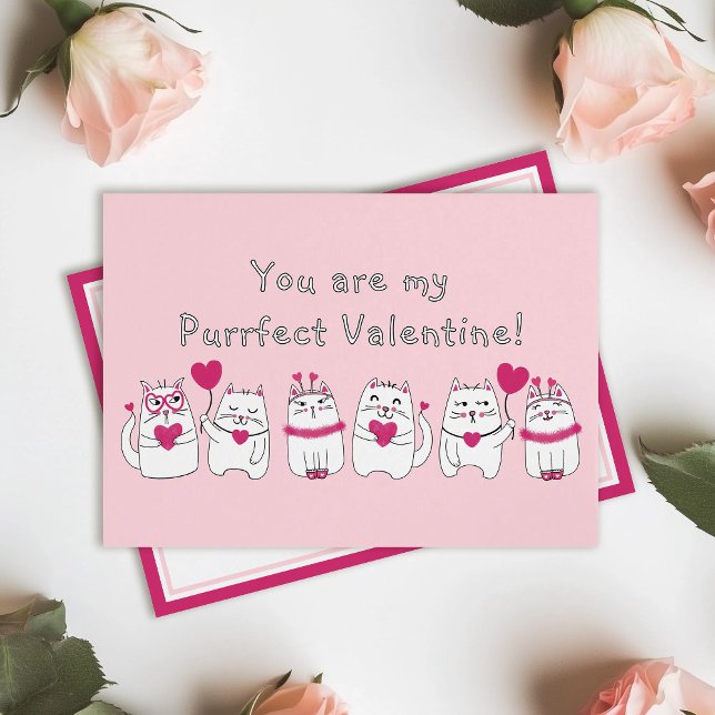 Tarjeta Festiva El día de San Valentín lindo Gatos Corazón rosa (Subido por el creador)