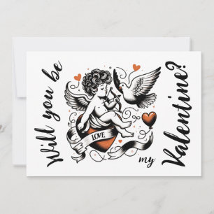 Tarjeta Festiva El día de San Valentín lindo naranja corazón cupid