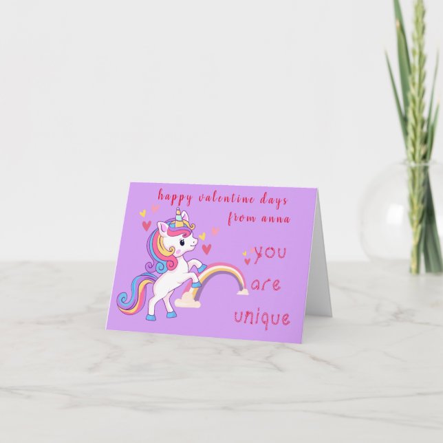 Tarjeta Festiva El día de San Valentín magico unicornio (Anverso)