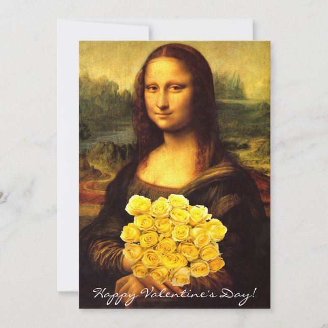 Tarjeta Festiva El día de San Valentín Mona Lisa (Anverso)