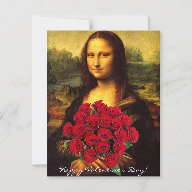 Tarjeta Festiva El día de San Valentín Mona Lisa (Anverso)