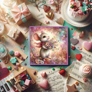 Tarjeta Festiva El día de San Valentín Mouse Love Scripting Christ