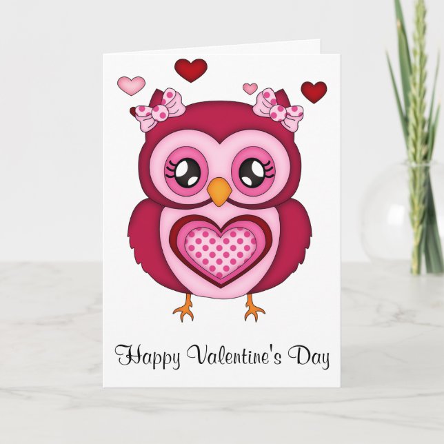 Tarjeta Festiva El día de San Valentín Owl (Anverso)