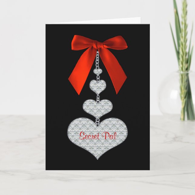 Tarjeta Festiva El día de San Valentín - PAL secreto - corazones (Anverso)