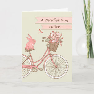 Tarjeta Festiva El día de San Valentín para la madre, bicicleta,