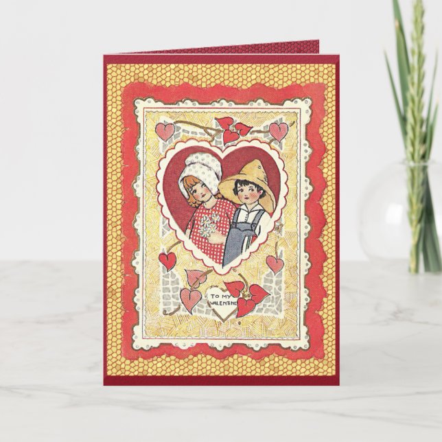 Tarjeta Festiva El día de San Valentín para niños de granja de cos (Anverso)
