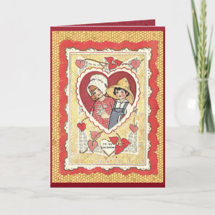 Tarjeta Festiva El día de San Valentín para niños de granja de cos