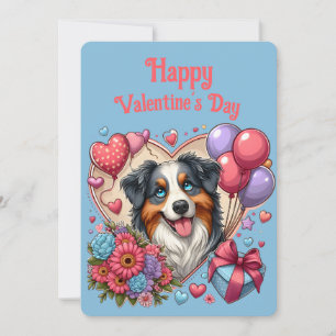 Tarjeta Festiva El día de San Valentín - Pastor australiano 4 -