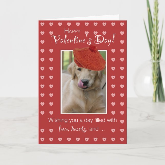 Tarjeta Festiva El día de San Valentín Perro recuperador de oro co (Anverso)