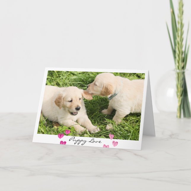 Tarjeta Festiva El día de San Valentín Perros Cute Amor Cuppy (Anverso)