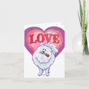 Tarjeta Festiva El día de San Valentín Pomerania Blanca