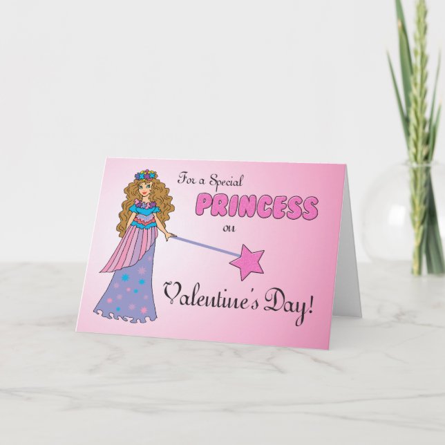 Tarjeta Festiva El día de San Valentín Princesa Rosa (Anverso)
