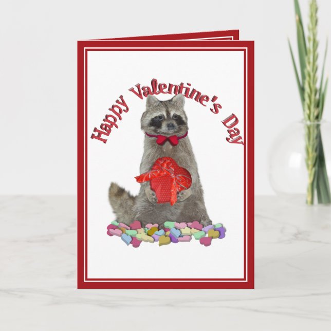 Tarjeta Festiva El día de San Valentín Raccoon Bandit (Anverso)