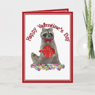 Tarjeta Festiva El día de San Valentín Raccoon Bandit