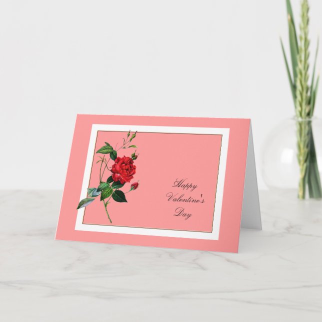 Tarjeta Festiva El día de San Valentín Red Rose, Pierre Joseph Red (Anverso)