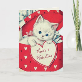 Tarjeta Festiva El día de San Valentín Retro Vintage Cute Kitten P