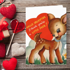 Tarjeta Festiva El día de San Valentín Retro Vintage Little Deer P