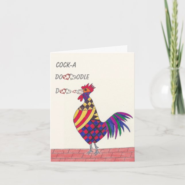 Tarjeta Festiva El día de San Valentín Rooster (Anverso)