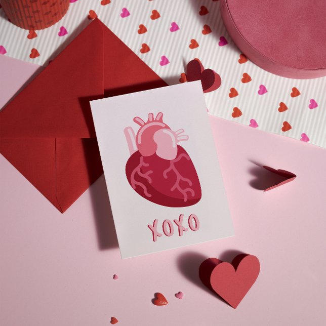 Tarjeta Festiva El día de San Valentín rosa de XOXO cardíaco anató (Subido por el creador)
