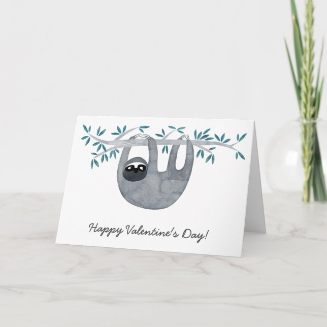 Tarjeta Festiva El día de San Valentín Sloth (Anverso)