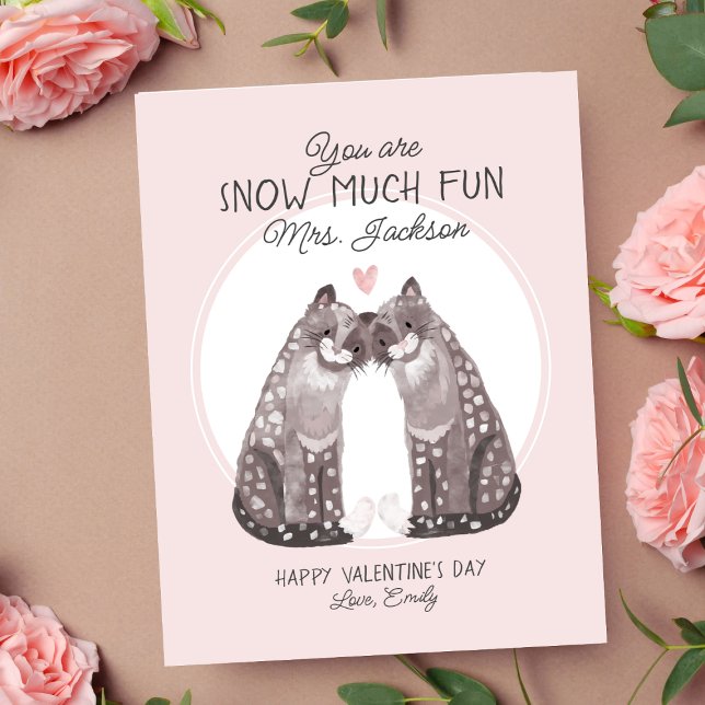 Tarjeta Festiva El día de San Valentín Snow Leopard Teacher Valent (Subido por el creador)