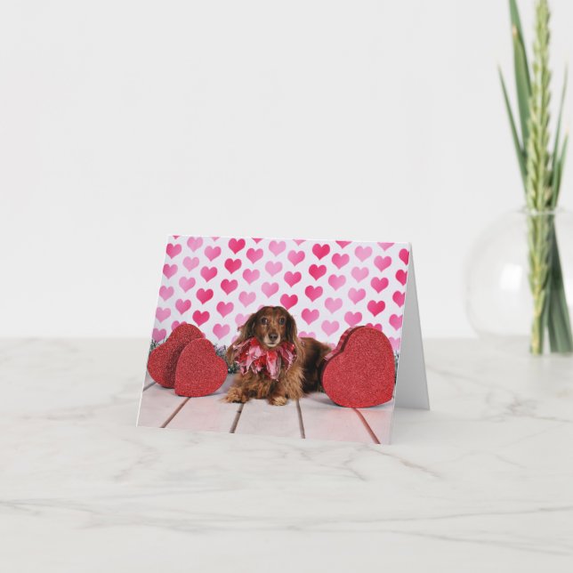 Tarjeta Festiva El día de San Valentín - Sophie - Dachshund (Anverso)