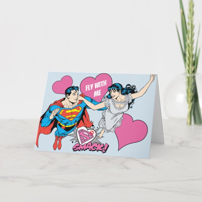 Tarjeta Festiva El día de San Valentín Superman | Volar Conmigo (Anverso)