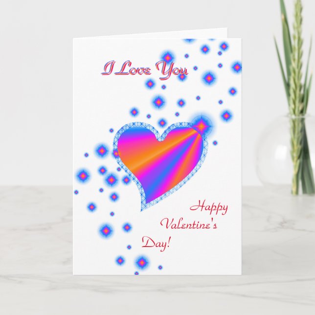 Tarjeta Festiva El día de San Valentín, Te Amo, Corazón Arcoiris (Anverso)
